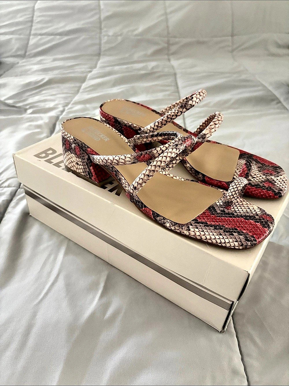 Bleecker & Bond Cecilia Animal Print Sandals Red & Brown US 7.5 M